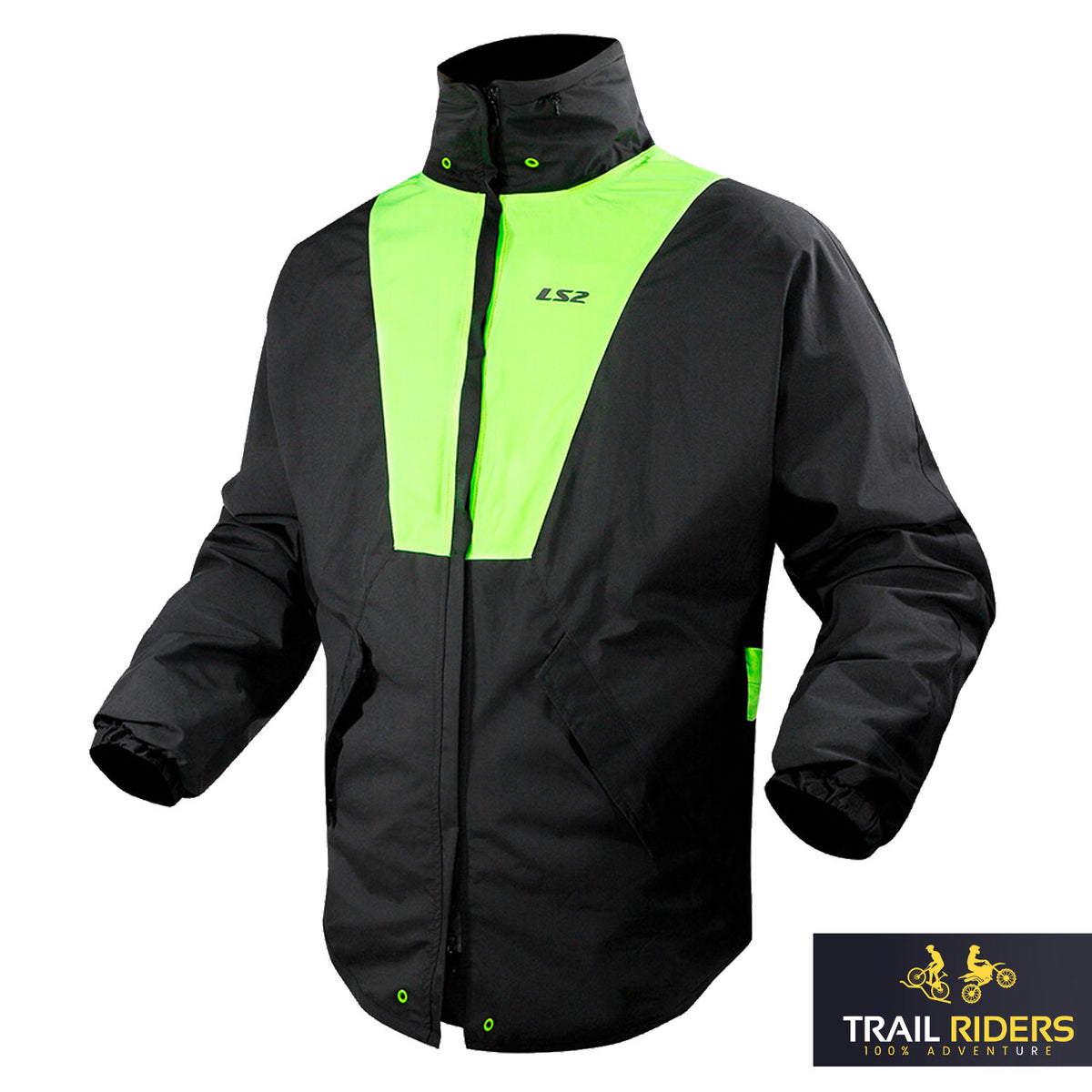 LS2 X-Rain Waterproof Motorcycle Rain Jacket Hi Vis Over Jacket Packable