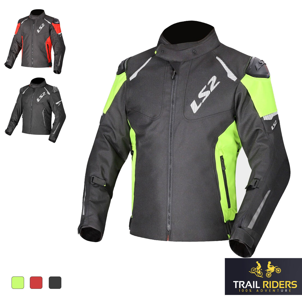 LS2 Zoom Waterproof Motorcycle Jacket Thermal CE Armour Mens Touring Black