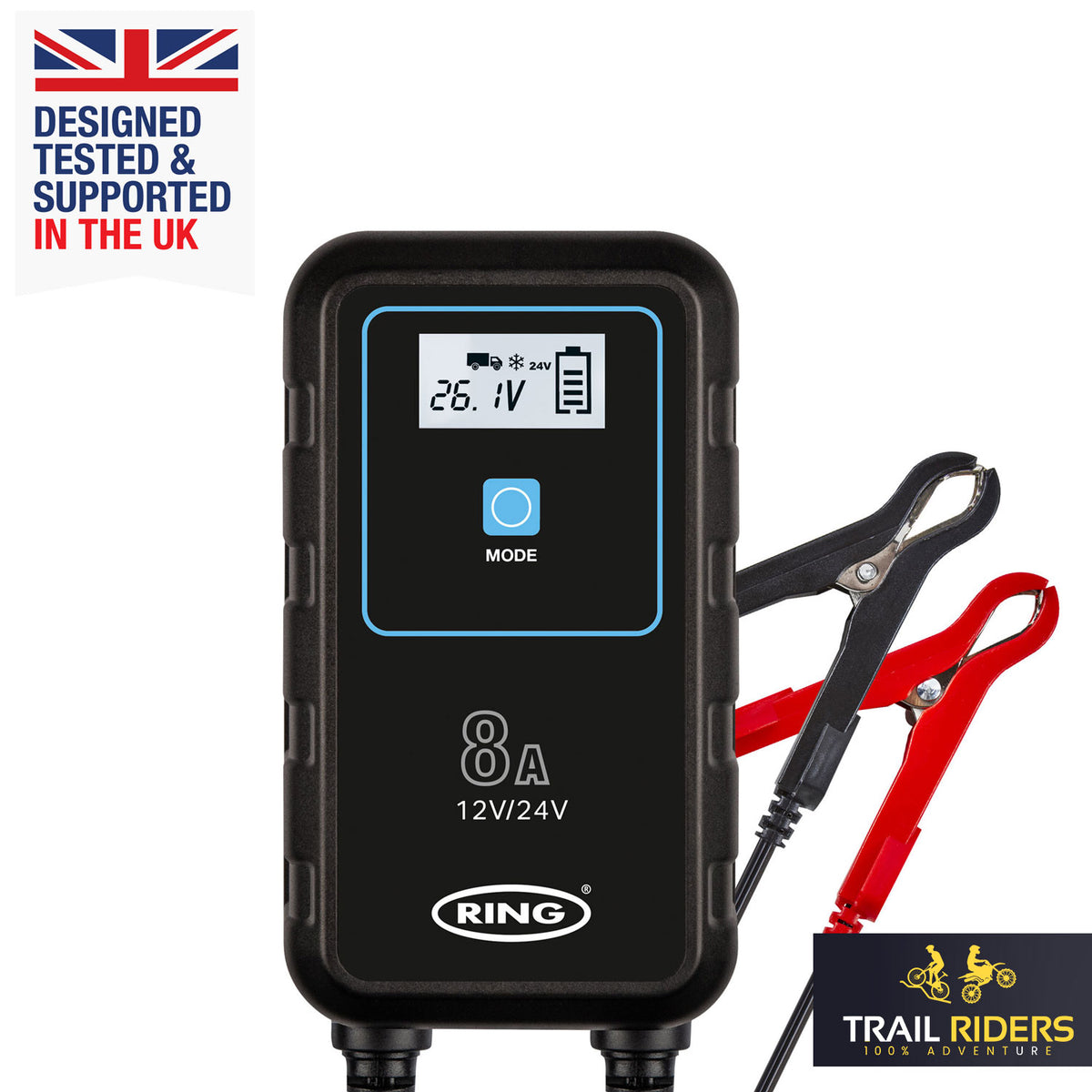 Ring SMARTCHARGE Motorcycle Battery Charger Maintainer 4A 6A 8A Lithium AGM