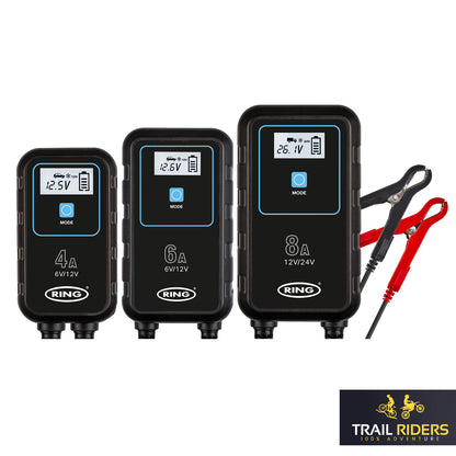 Ring SMARTCHARGE Motorcycle Battery Charger Maintainer 4A 6A 8A Lithium AGM