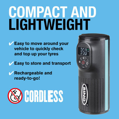 Ring Handheld Digital Tyre Inflator Rechargeable with internal power bank
