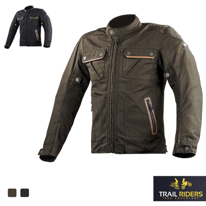 LS2 Bullet Waterproof Motorcycle Jacket Vintage Wax CE Armour Mens Touring